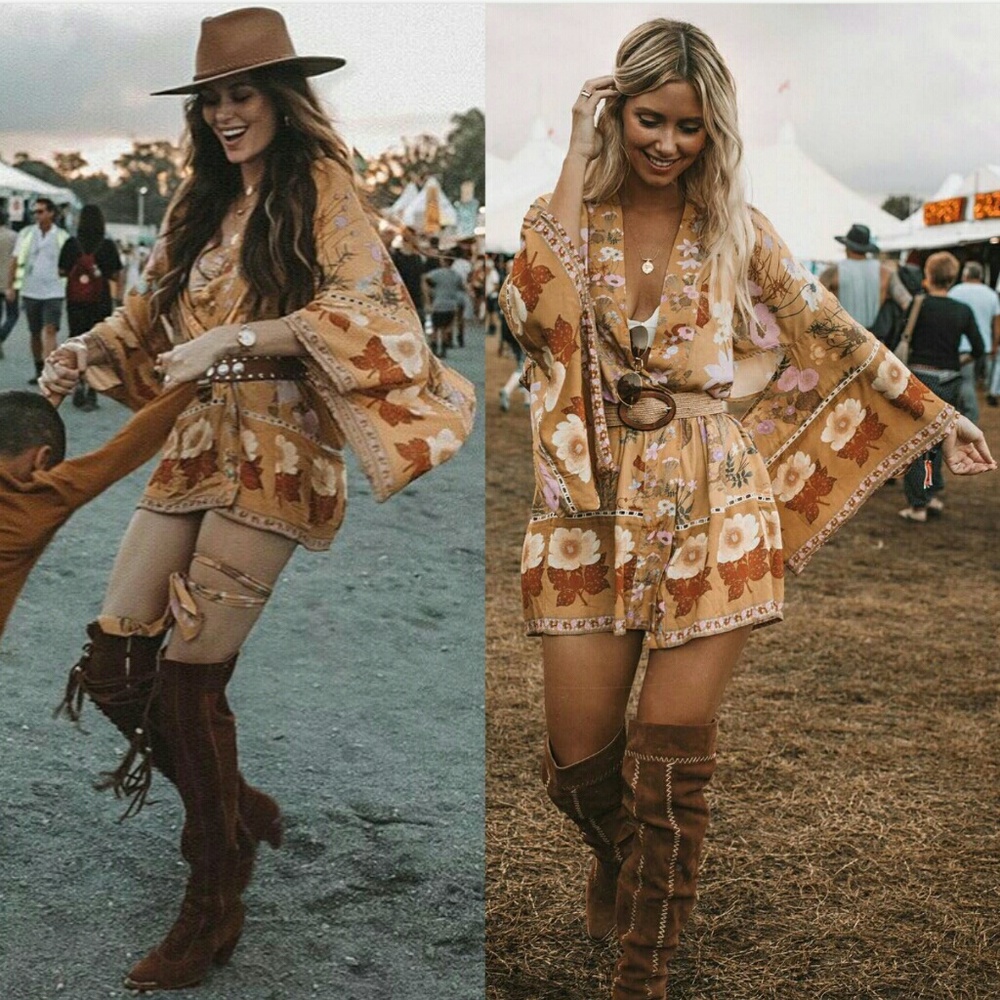 New spell designs wild bloom short kimono robe M/L - Picture 6 of 8